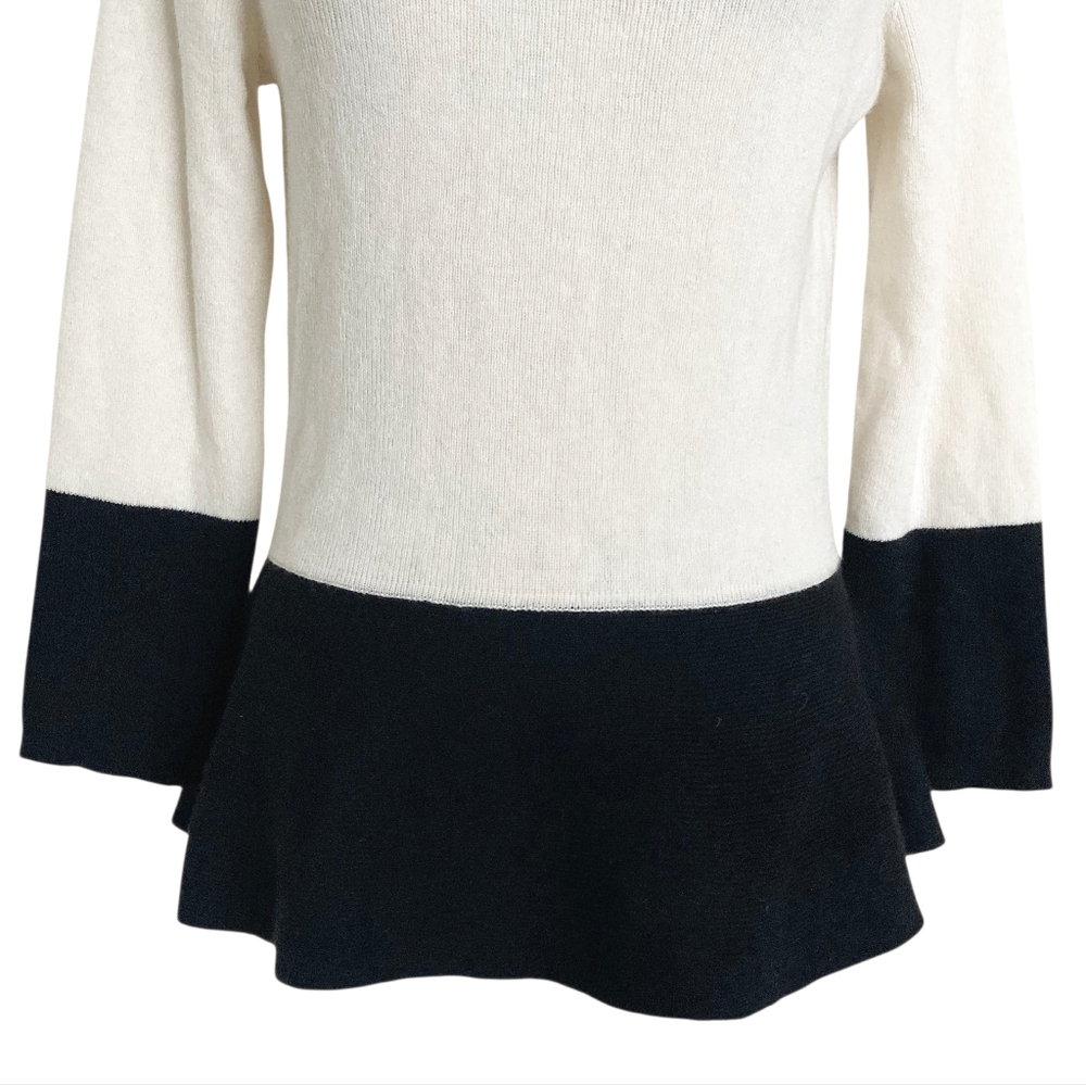 Banana Republic Cashmere wool blend V neck peplum sweater L minimalist feminine - Picture 6 of 15